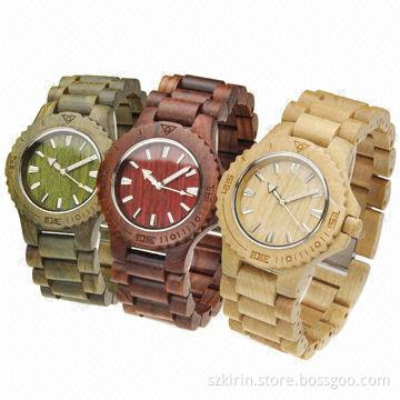 Wood Wristwatch with Stainless Steel Buckle, Japan High-precision Quartz Movement